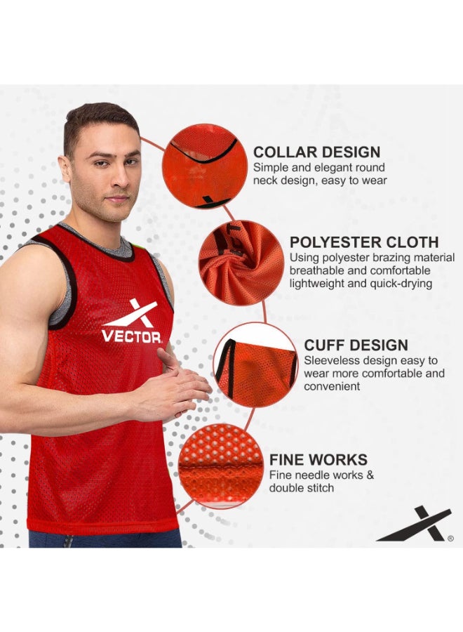 Vector X Training Bibs for Football Soccer Basketball Volleyball for Track and Field Play - Red, XL - Image 1